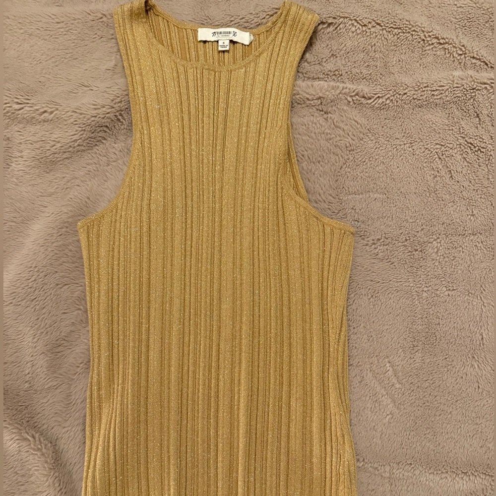 Madewell Gold Ribbed Sleeveless Knit Tank